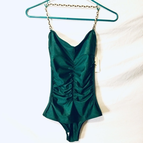ABAETE PINUP BATHING SUIT ONE PIECE VINTAGE STYLE Y2K SWIMSUIT GREEN BODYSUIT - Picture 1 of 11